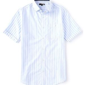 Men’s Murano Slim Fit Seersucker Blue Stripe Shirt